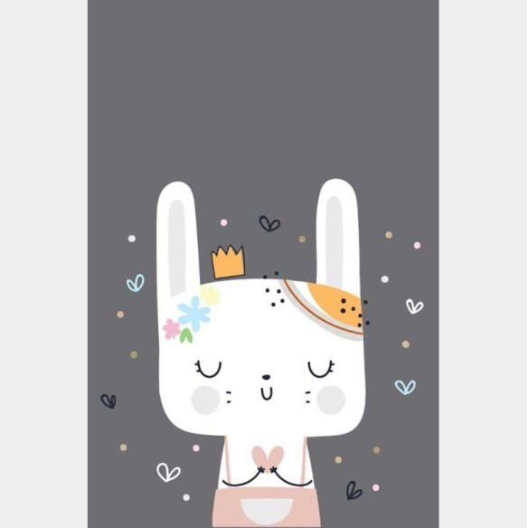 Poster Decorativo Coelhinho Fofo com Coroa N08299