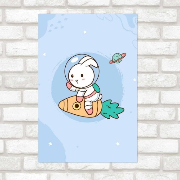 Poster Decorativo Coelho Astronauta N09274