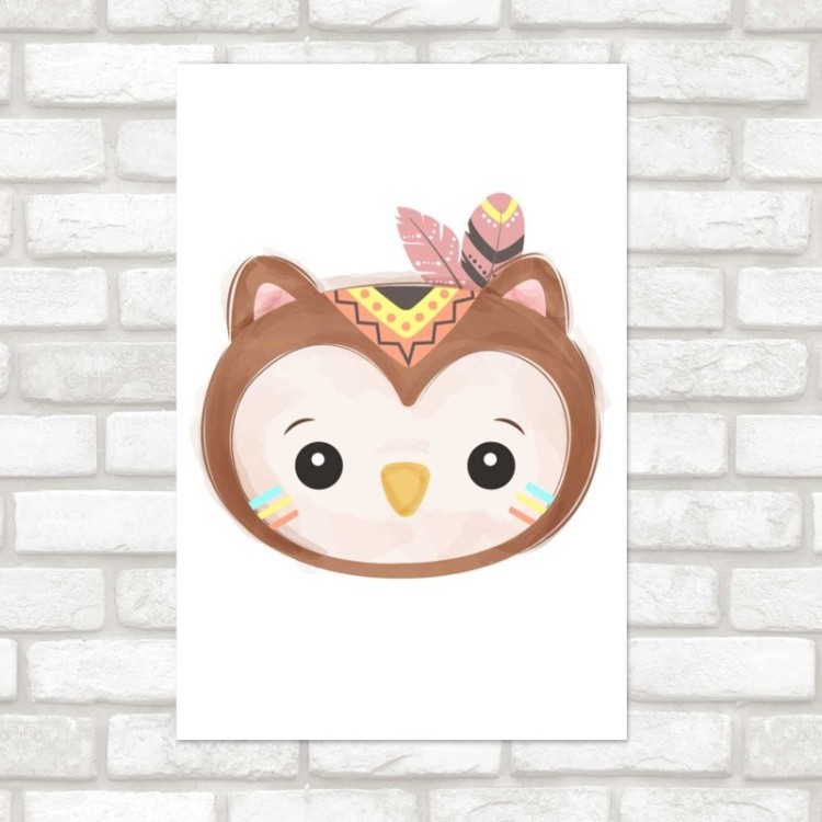 Poster Decorativo Coruja Índio Infantil N08060