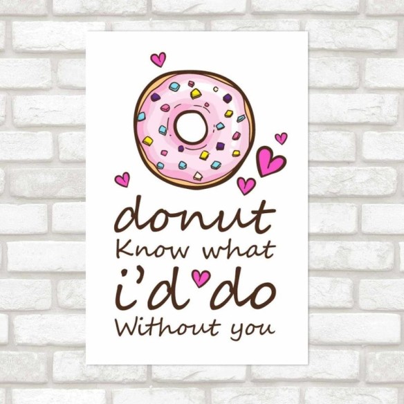 Poster Decorativo Donut E Corações N09242
