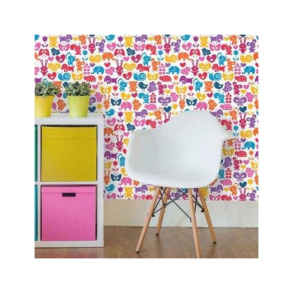 Papel de Parede Adesivo Animais Colorido 1273