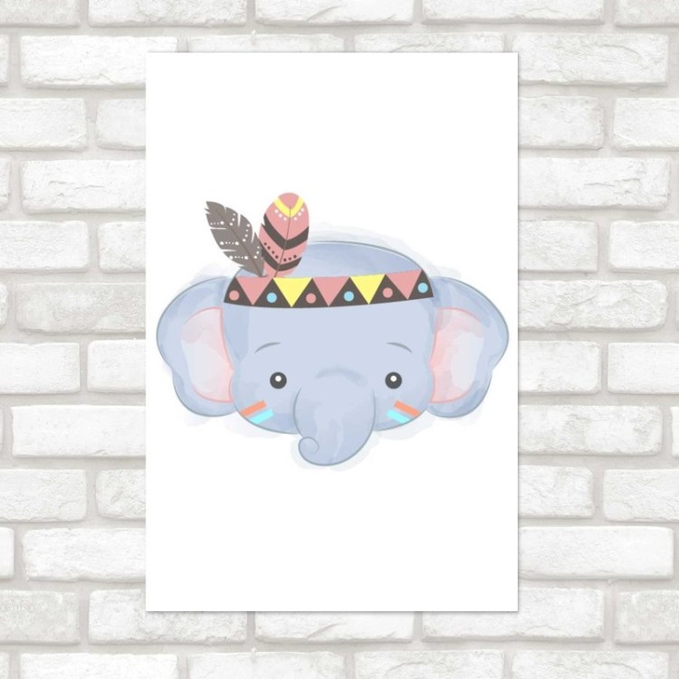 Poster Decorativo Elefante Índio Infantil N08011