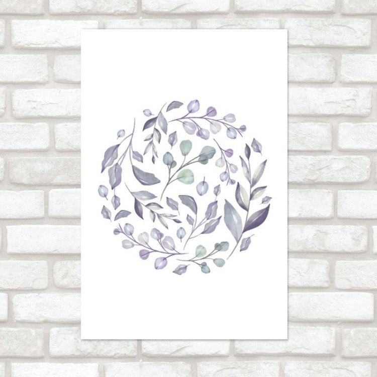 Poster Decorativo Esfera de folhas Lilás N08285