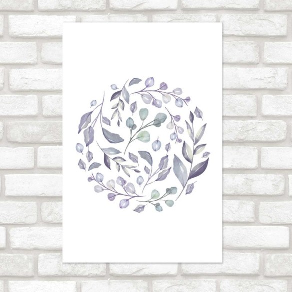 Poster Decorativo Esfera de folhas Lilás N08285
