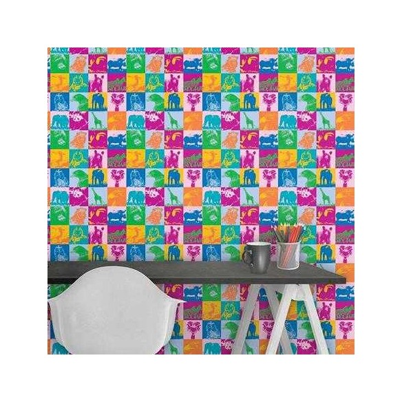Papel de Parede Adesivo Animais Coloridos 1395