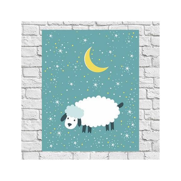 Poster Decorativo Estrela Céu Lua Ovelha 53612