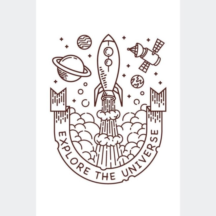 Poster Decorativo Explore the Universe Preto e...