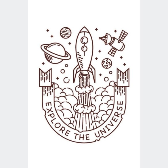 Poster Decorativo Explore the Universe Preto e Branco N07239