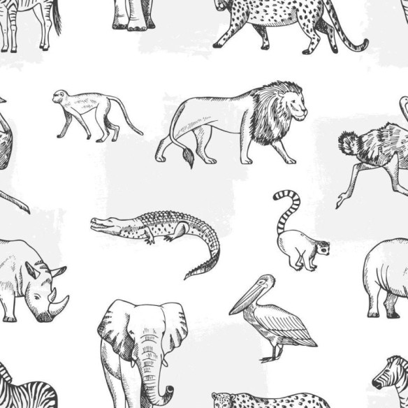 Papel de Parede Adesivo Animais Colorir N018116