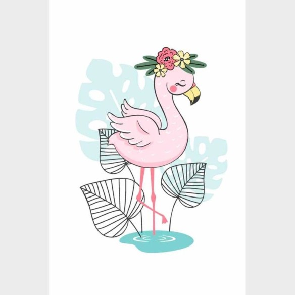 Poster Decorativo Flamingo E Flores N09244
