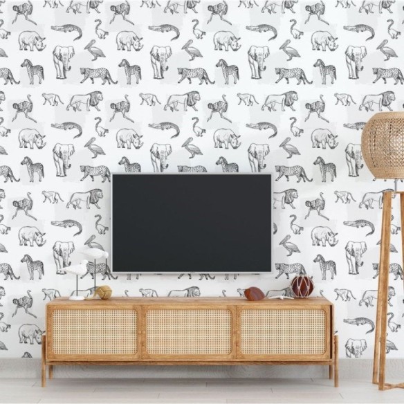 Papel de Parede Adesivo Animais Colorir N018116
