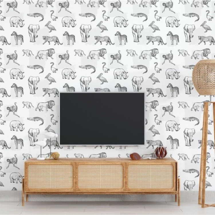 Papel de Parede Adesivo Animais Colorir N018116