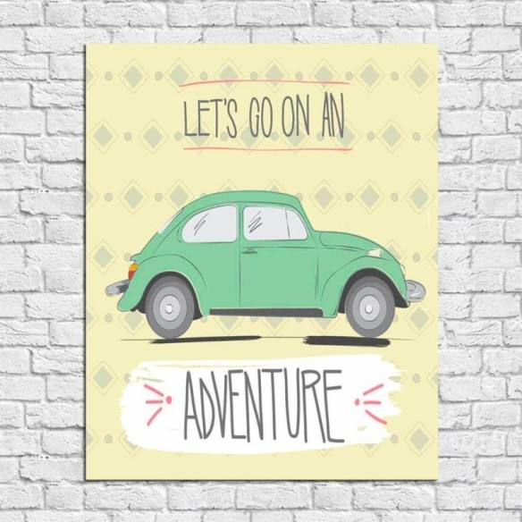 Poster Decorativo Fusca Verde 102040