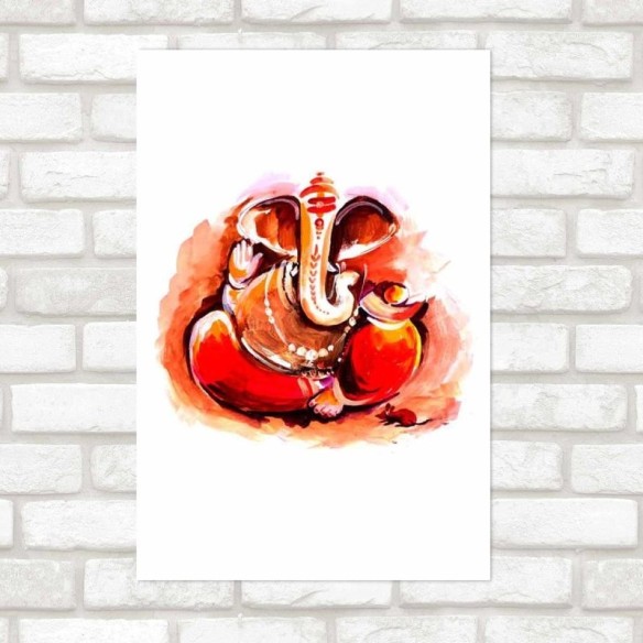 Poster Decorativo Ganesha Em Aquarela N09285