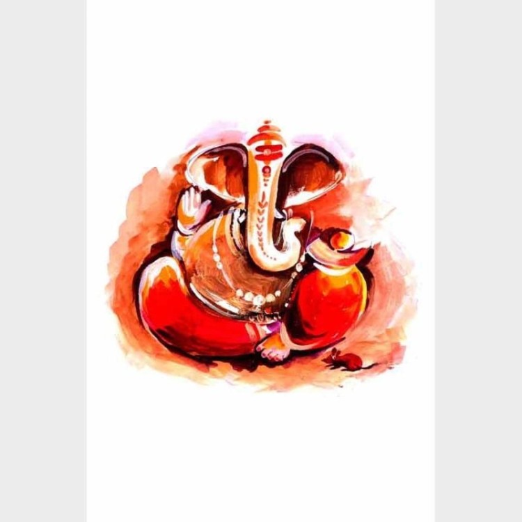 Poster Decorativo Ganesha Em Aquarela N09285