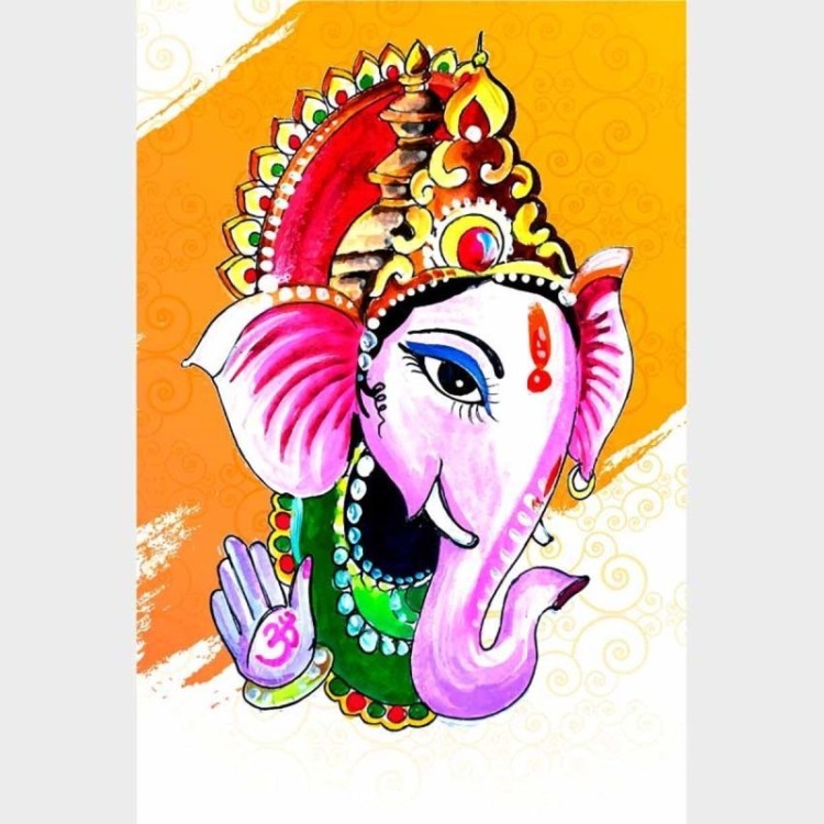 Poster Decorativo Ganesha Em Aquarela N09291