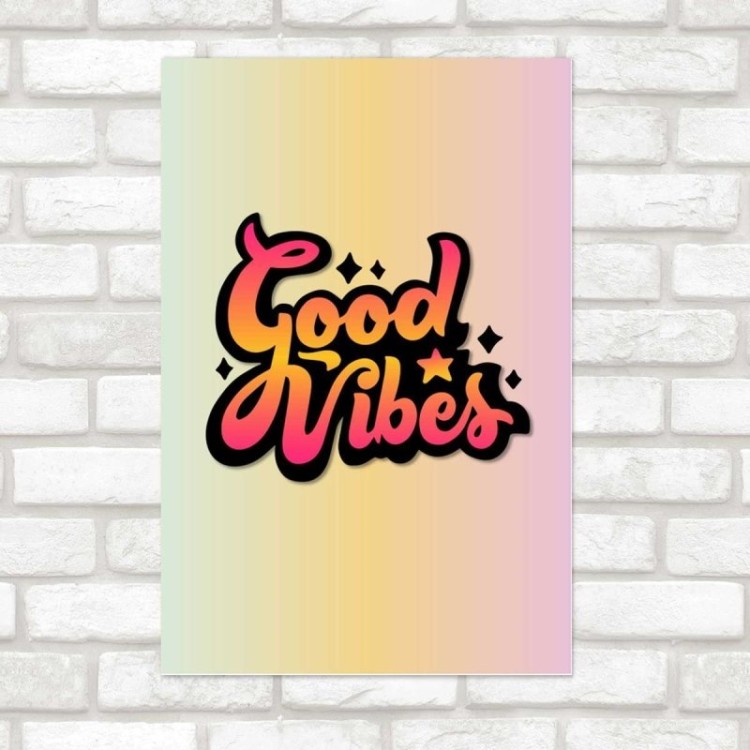Poster Decorativo Good Vibes Retrô N07284