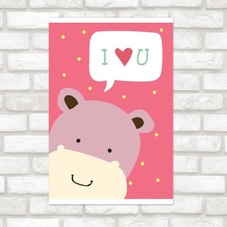 Poster Decorativo Hipopótamo I Love You N07232