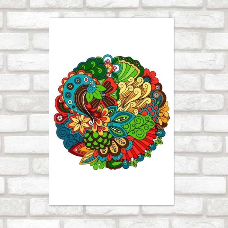 Poster Decorativo Indiano Abstrato Colorido N09277