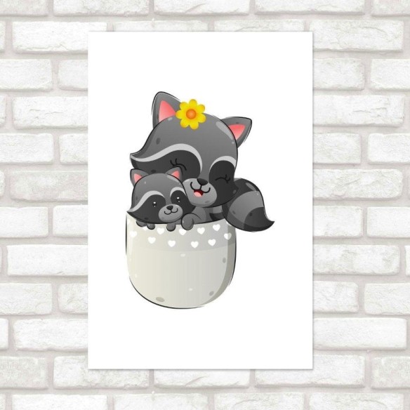 Poster Decorativo Infantil Animais Happy Racoons N016102