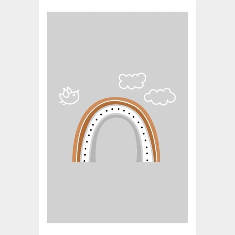 Poster Decorativo Infantil Arco Íris Neutro...