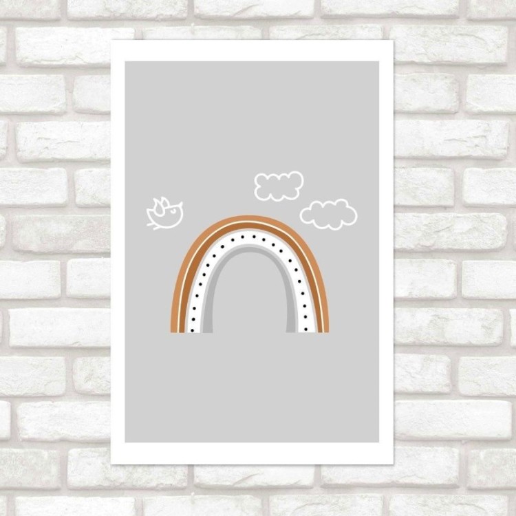 Poster Decorativo Infantil Arco Íris Neutro...