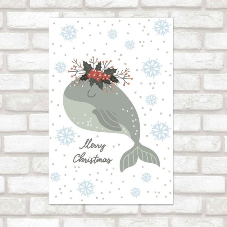Poster Decorativo Infantil Baleia Natal N015258