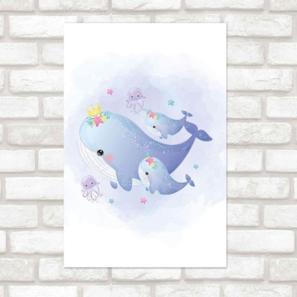 Poster Decorativo Infantil Baleias N015225