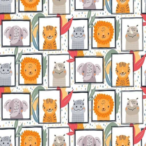 Papel de Parede Adesivo Animais e Folhas Coloridos N05009