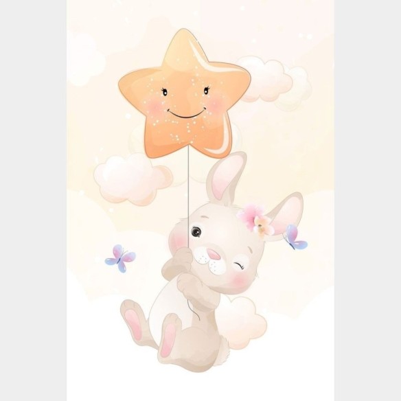 Poster Decorativo Infantil Coelhinha nas Nuvens N019134