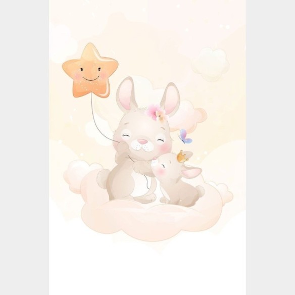 Poster Decorativo Infantil Coelhinhas nas Nuvens N019136