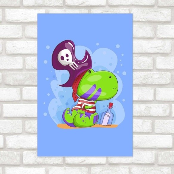 Poster Decorativo Infantil Dinossauro Pirata N014246