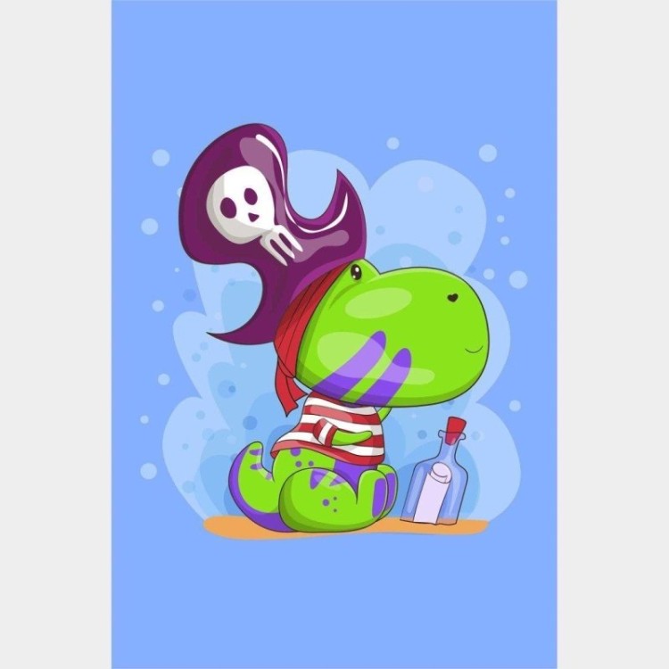 Poster Decorativo Infantil Dinossauro Pirata...