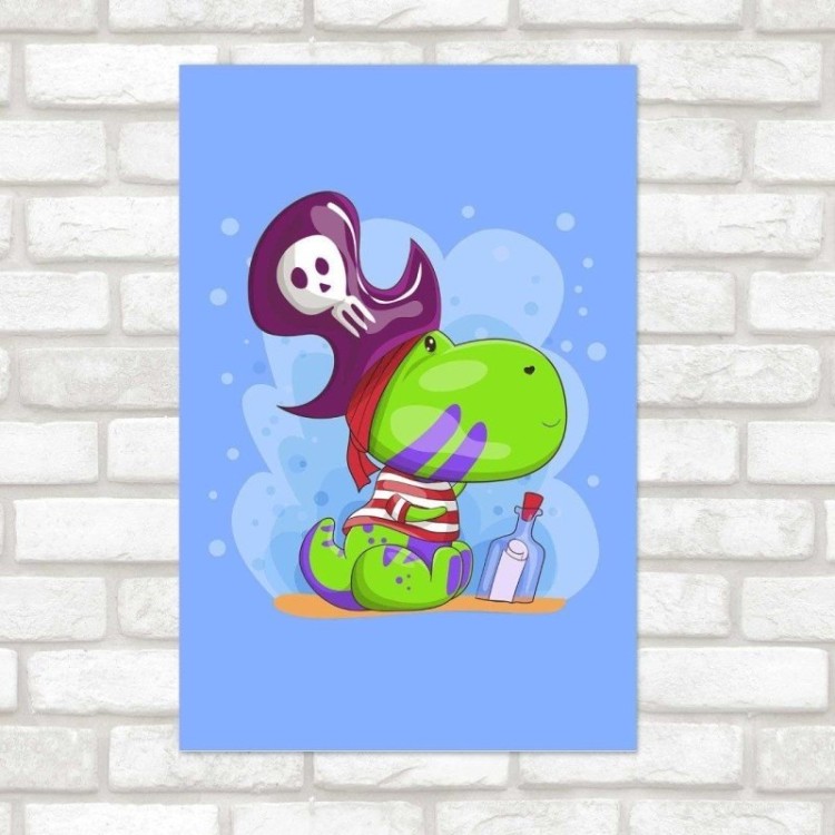 Poster Decorativo Infantil Dinossauro Pirata...