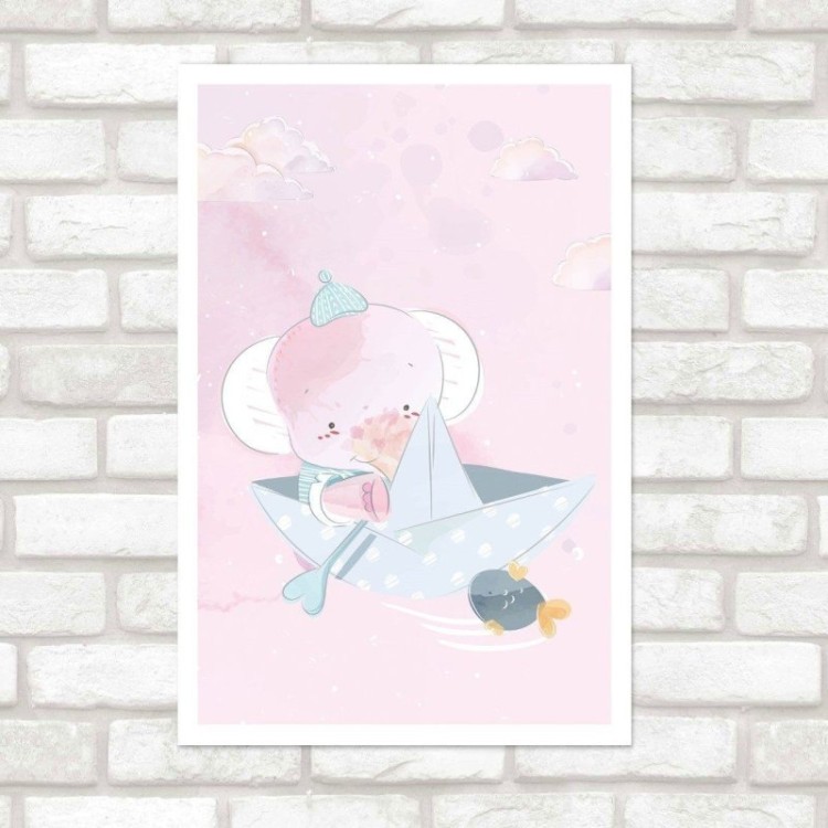 Poster Decorativo Infantil Elefante Barquinho N015243