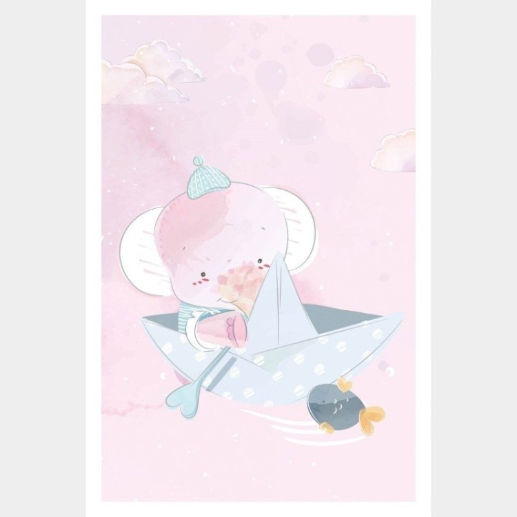 Poster Decorativo Infantil Elefante Barquinho...