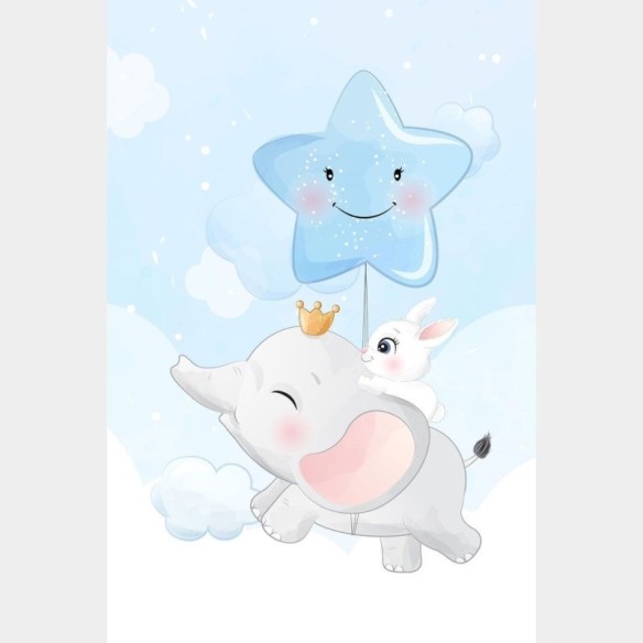 Poster Decorativo Infantil Elefante Coelho Viajantes N019139