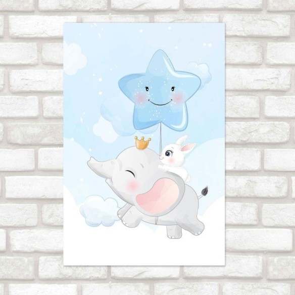 Poster Decorativo Infantil Elefante Coelho Viajantes N019139