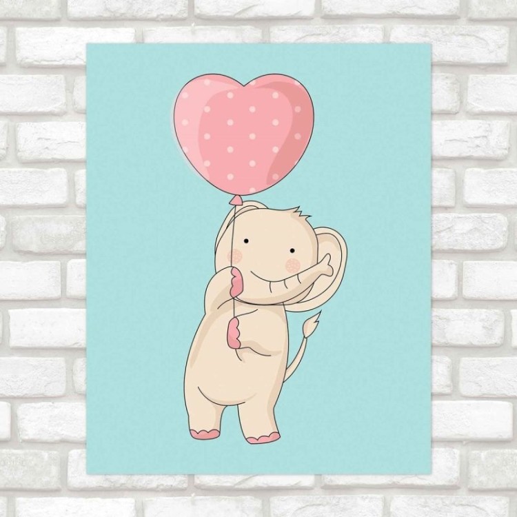 Poster Decorativo infantil elefante coração PA056