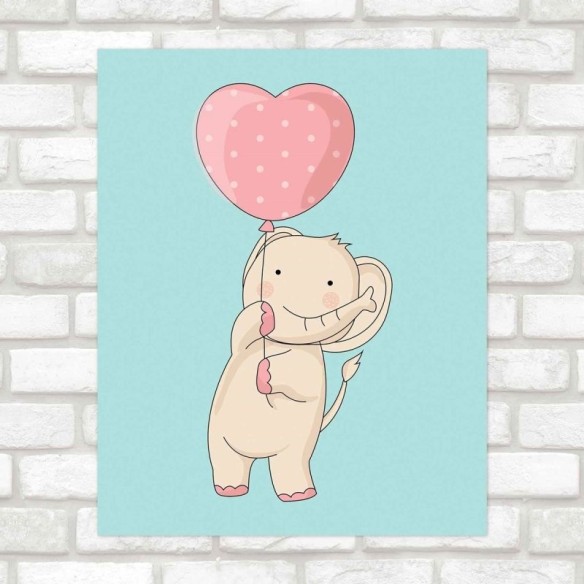 Poster Decorativo infantil elefante coração PA056