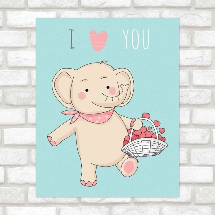 Poster Decorativo infantil elefante I love you PA057