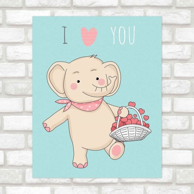 Poster Decorativo infantil elefante I love you...