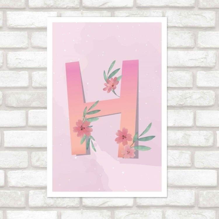 Poster Decorativo Infantil Floral Letrinha H...