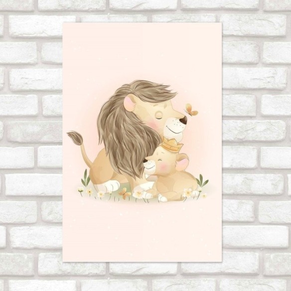 Poster Decorativo Infantil Leãozinho Rei e Príncipe N019144