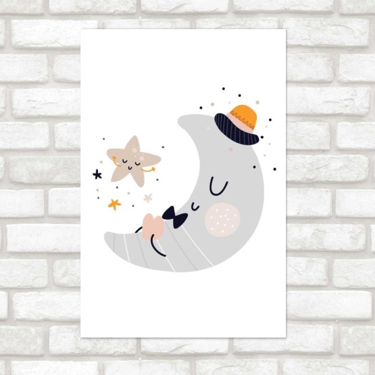Poster Decorativo Infantil Lua e Estrela N08300