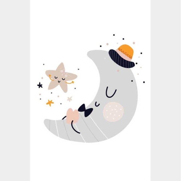 Poster Decorativo Infantil Lua e Estrela N08300