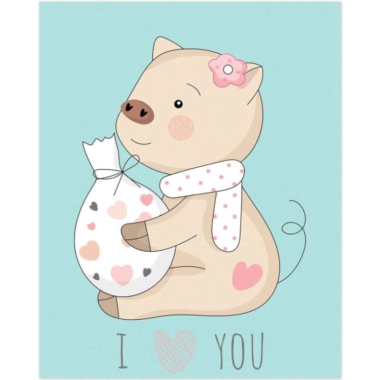 Poster Decorativo infantil porquinho I love you...