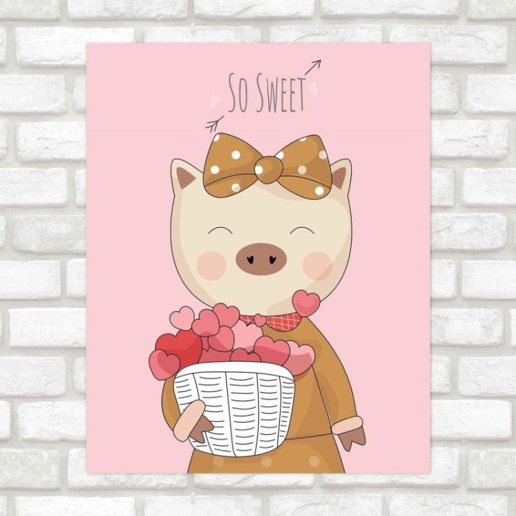 Poster Decorativo infantil porquinho So sweet...
