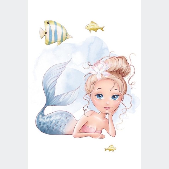 Poster Decorativo Infantil Sereia Fundo Do Mar N010228