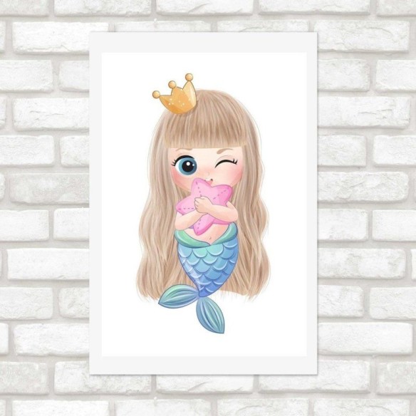 Poster Decorativo Infantil Sereia N014238